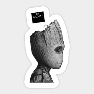 Black & white groot Sticker